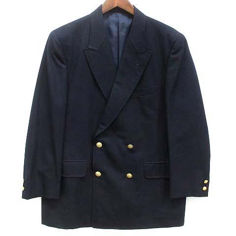 【中古】メッセンジャー MESSENGER BLAZER CLUB 紺ブレ ブレザー 金ボタン ウール ピークドラペル ダブル ジャケット ネイビー 紺 AB5 メッセンジャー MESSENGER BLAZER CLUB 紺ブレ ブレザー 金ボタン