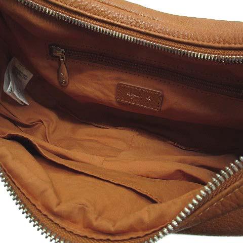 【美品】アニエスベー ボヤージュ 本革 牛革 ブランドロゴ ショルダーバッグ レザーショルダーバッグ 