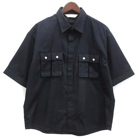 ジーユー GU ユーティリティ シャツ 5分袖 by rokh ネイビー 紺