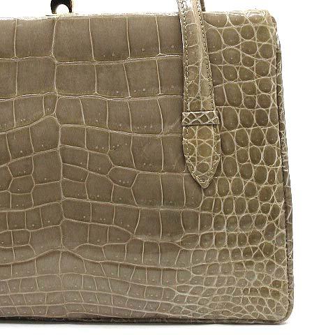 【中古】マジェスティック majestic IRV クロコダイル ハンドバッグ シャイニング ライトベージュ 西ドイツ製 マジェスティック majestic IRV クロコダイル ハンドバッグ