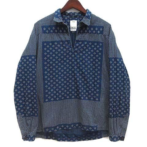 【中古】ビズビム VISVIM カーチフ ドット チュニック シャツ 長袖 KERCHIEF DOTS TUNIC SHIRT コットン リネン ブルー 1 0114105011027 ビズビム VISVIM カーチフ ドット チュニック シャツ 長袖 KERCHIEF
