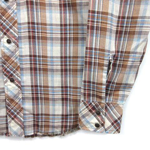 ラングラー WRANGLER ウエスタンシャツ チェック 長袖 M 茶タグ 