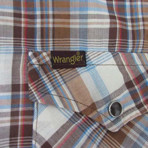 ラングラー WRANGLER ウエスタンシャツ チェック 長袖 M 茶タグ 