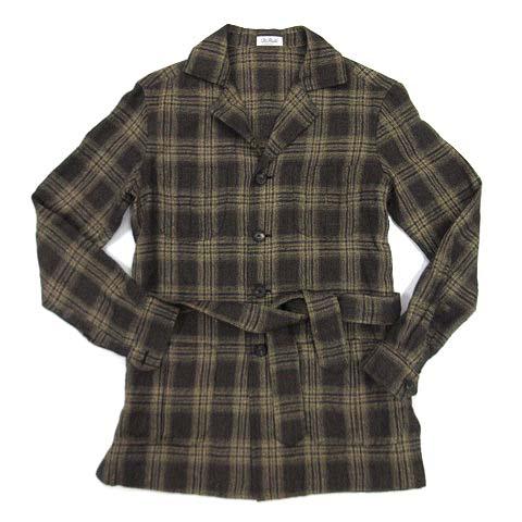 【中古】デ ペトリロ De Petrillo サハリアーナ SAHARIANA チェック リネン サファリジャケット 茶 ブラウン 42 イタリア製 メンズ デ ペトリロ De Petrillo サハリアーナ SAHARIANA チェック リネン