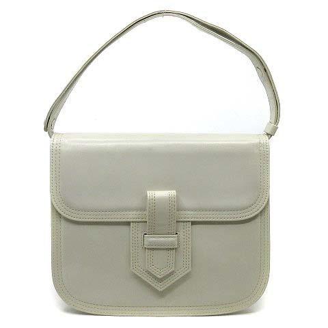 イヴサンローラン ホワイトレザー ショルダーバッグ