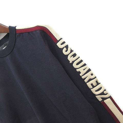 ディースクエアード 21AW エンボス ロゴ ニット セーター 長袖 ネイビー DSQUARED2（ディースクエアード） エンボス ロゴ ニット セーター 長袖
