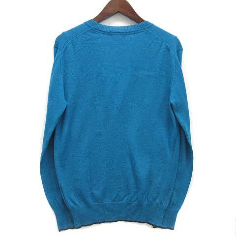 美品　BURBERRY BLACK LABEL セーター　青　サイズ3 BURBERRY BLACK LABEL（バーバリーブラックレーベル） ウール ニット V
