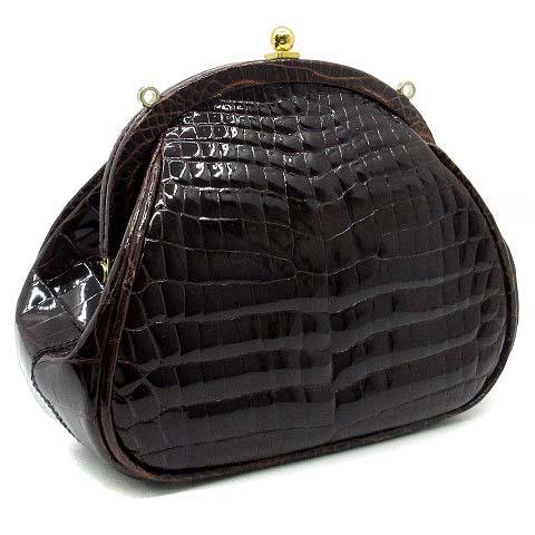 極美品 ボーグラン JRA認定 2way マットクロコダイル サコッシュ 濃茶 BEAUGRAND / ボーグラン JRA マットクロコダイル 2WAY ショルダー
