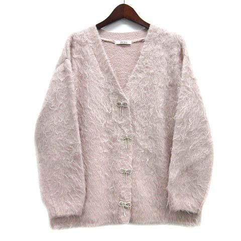SNIDEL（スナイデル） ビジューリボン カーディガン 長袖 ピンク F