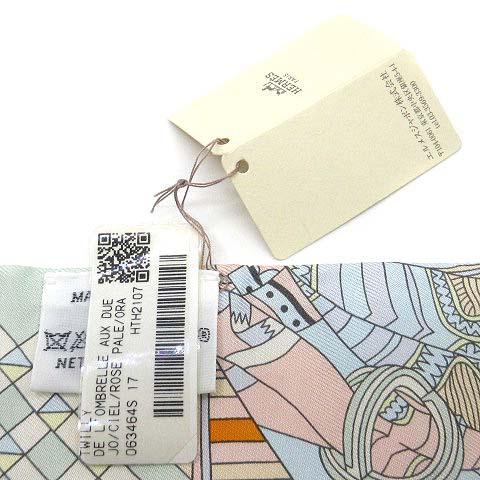 未使用品 エルメス HERMES ツイリー シルク スカーフ 杖傘と決闘 DE L'OMBRELLE AUX DUELS シエル ローズペール オレンジ 063464S | HERMES | 03