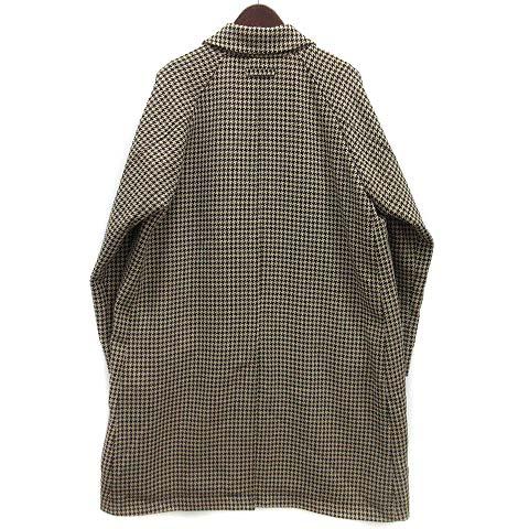 美品♡45R ライナー付き ステンカラー コート コットン 千鳥柄 M モアレス MORLES ステンカラー コート 千鳥格子 ブラウン 茶 M