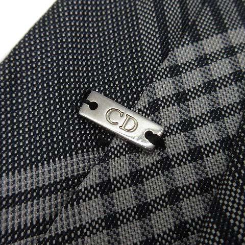 ディオールオム Dior HOMME ナロー ネクタイ チェック グレー ☆AA