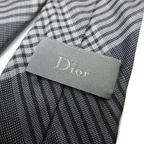 ディオールオム Dior HOMME ナロー ネクタイ チェック グレー☆AA★ ディオールオム Dior HOMME ナロー ネクタイ チェック グレー ☆AA