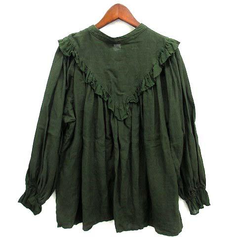 【中古】ネストローブ nest Robe リネン×ボイル 2WAY フリル ブラウス 長袖 2023AW ダークグリーン F 01234-1453 レディース ネストローブ nest Robe リネン×ボイル 2WAY フリル ブラウス 長袖