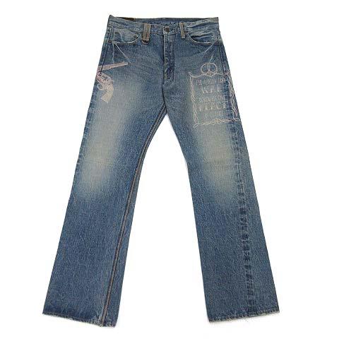 【中古】ロアー roar ボブソン BOBSON 2丁拳銃 抜染 デニムパンツ ジーンズ Dカン付き ケミカルウォッシュ加工 セルビッチ 黄耳 32☆AA★ ロアー roar ボブソン BOBSON 2丁拳銃 抜染 デニムパンツ ジーンズ D