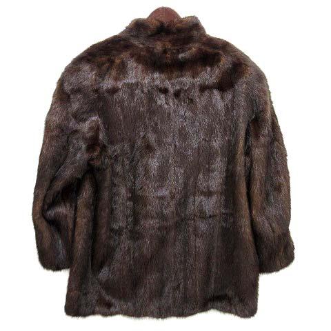 エンバ EMBA ポンポン付き ミンクファー コート 毛皮 ダークブラウン