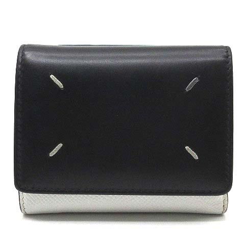 【中古】メゾンマルジェラ Maison Margiela 4ステッチ 三つ折り 財布 レザー コンパクト ウォレット SA3UI0017 P5787 HA202 黒 白 ☆AA★ メゾンマルジェラ Maison Margiela 4ステッチ 三つ折り 財布 レザー