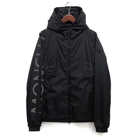 【中古】モンクレール MONCLER ベサール BESAR リフレクター ロゴ ナイロン ジャケット ジップアップ パーカー 2022AW ブラック 黒 2x MONCLER（モンクレール） ベサール BESAR リフレクター ロゴ ナイロン