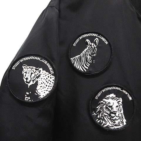 まとめてご購入　Stussy 刺繍ワッペン ジャケット ☆STUSSY/ステューシー ワッペン付きバックロゴ刺繍スタジャン 紺白/M /UP8