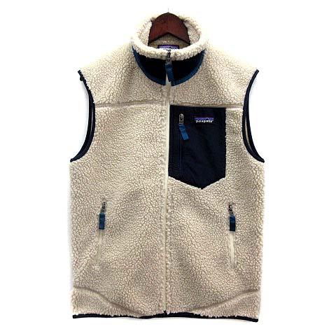 【中古】パタゴニア Patagonia クラシック レトロX ベスト ボア フリース Classic Retro-X Vest 23048 FA18 ナチュラル ネイビー XS パタゴニア Patagonia クラシック レトロX ベスト ボア フリース