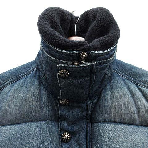【中古】エーケーエム AKM レイヤード デニム ダウンジャケット 襟ボア B-SKI CUSTOM DENIM DOWN B272 インディゴ ブルー L メンズ エーケーエム AKM レイヤード デニム ダウンジャケット 襟ボア B-SKI