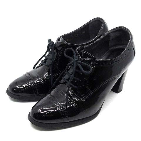 新品未使用品DIANA エナメル ブラック ハイヒール DIANA（ダイアナ） エナメル レースアップ ブーティ チャンキーヒール