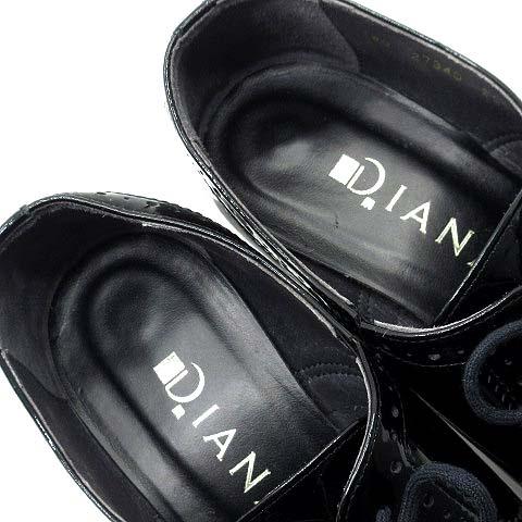 DIANA（ダイアナ） エナメル レースアップ ブーティ チャンキーヒール