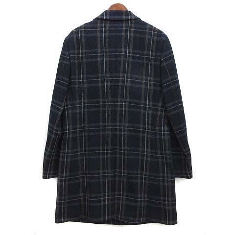 コムサメン ツイード チェック チェスター コート 段返り3B ネイビー M コムサメン COMME CA MEN ツイード チェック チェスター コート 段返り