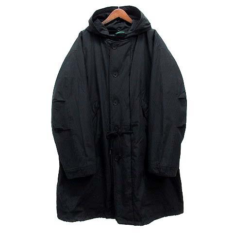 【中古】ラコステ LACOSTE オーバーサイズ ミリタリーコート 中綿 ブラック 黒 L BH009J メンズ LACOSTE（ラコステ） オーバーサイズ ミリタリーコート 中綿 ブラック