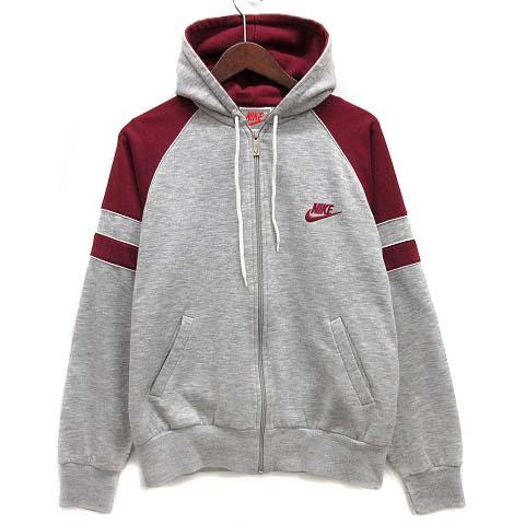 【美品】NIKE　両面ロゴ　裏地フリース　フルジップ　銀タグ　90'S　ナイキ NIKE（ナイキ） 銀タグ 90s スウェット ジップ パーカー 裏起毛 グレー