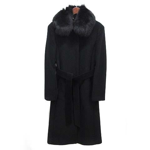 INED（イネド） アンゴラ ベルテッド ステンカラー ロング コート