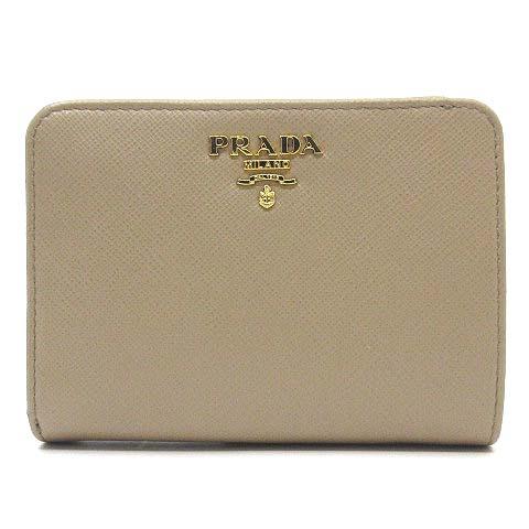 PRADA 二つ折り財布 ベージュ ホワイト サフィアーノ レザー PRADA（プラダ） サフィアーノ レザー 二つ折り 財布 コンパクト