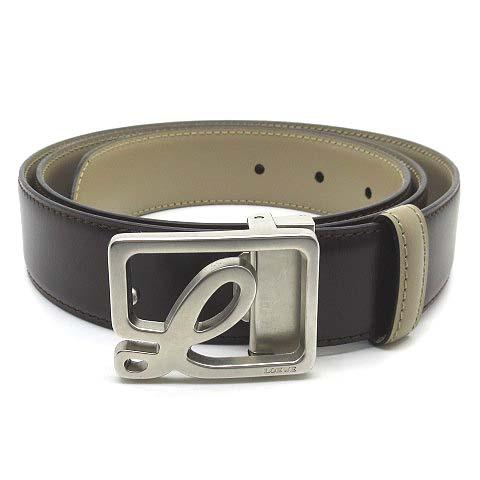 LOEWE（ロエベ） リバーシブル レザー ベルト Lロゴ バックル ブラウン