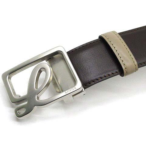 LOEWE（ロエベ） リバーシブル レザー ベルト Lロゴ バックル ブラウン