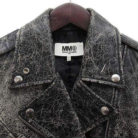 専用　MM6 黒 レザーライダースジャケット MM6 MAISON MARGIELA レザー ライダース ジャケット 八の字 (MM6