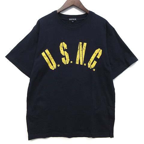 ユニクロ（UNIQLO） 紺タグ USNC ロゴ Tシャツ 半袖 ネイビー 紺 L
