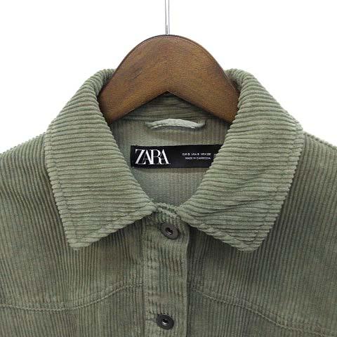 ZARA（ザラ） コーデュロイ シャツ ジャケット 長袖 カットオフ カーキ