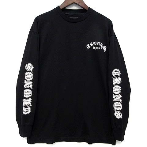 クロノス CRONOS ブラックレタープリント Tシャツ ロンT 長袖 ブラック
