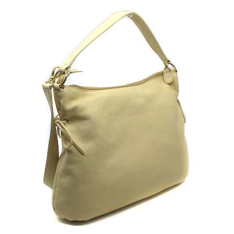 Kitamura（キタムラ） レザー 2WAY ショルダーバッグ Kマーク ベージュ