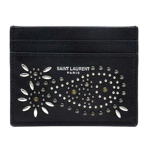 サンローラン パリ ペイズリー スタッズ レザー カードケース 375949 黒 サンローラン パリ SAINT LAURENT PARIS ペイズリー スタッズ レザー