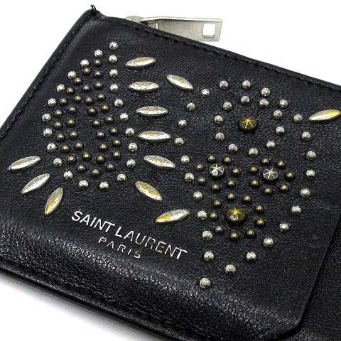 SAINT LAURENT スタッズ小銭入れ サンローラン パリ SAINT LAURENT PARIS ペイズリー スタッズ レザー