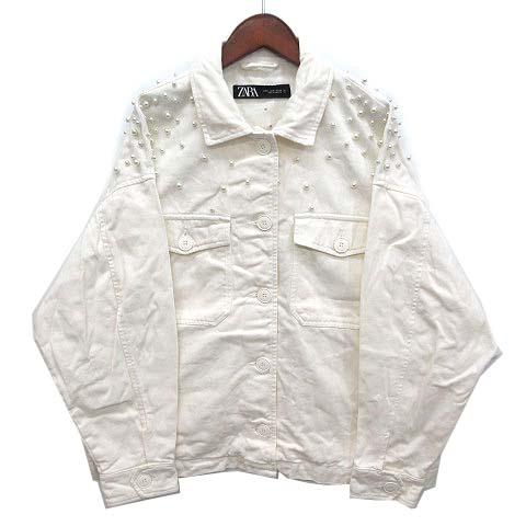 ZARA（ザラ） オーバーサイズ デニムジャケット パールスタッズ オフ 