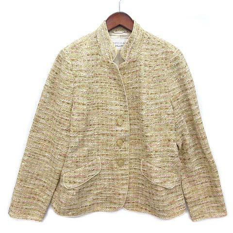ロシャス ROCHAS レリアン Neill Johnstone社製 ツイード スタンドカラー ジャケット ラメ ベージュ 13 レディース