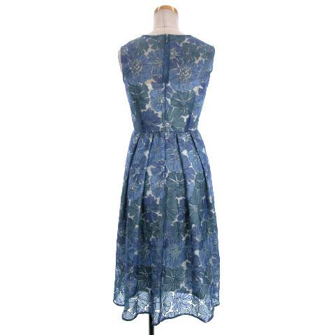 ブランドおしゃれ 中古 グレースコンチネンタル Grace Continental 19ss フラワー 刺繍 ワンピース ロング丈 花柄 34 青 ブルー レディース ベクトル 古着 圧倒的高評価 Aplaluminum Com