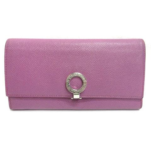 レッド系 ブルガリ BVLGARI ロゴクリップ 長財布 ロングウォレット 二