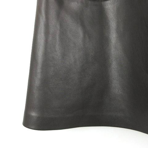 エムプルミエ M-Premier Black フェイクレザー フレア スカート 34  