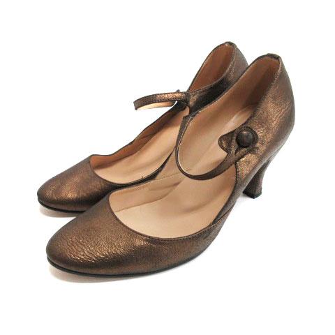 レペット Repetto パンプス ラウンドトゥ 38.5 メタリックブラウン 