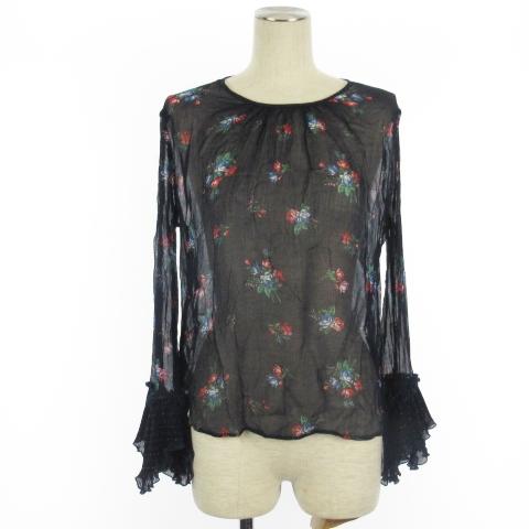 ピンコ PINKO シアー ブラウス 長袖 花柄 ネイビー 4 □RF レディース 