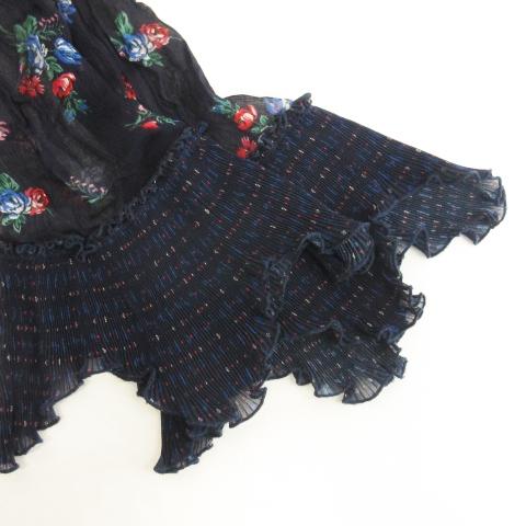 ピンコ PINKO シアー ブラウス 長袖 花柄 ネイビー 4 □RF レディース  