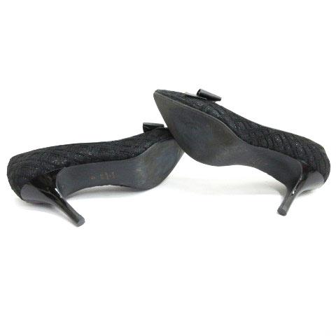 ダイアナ DIANA チェック パンプス リボン 21.5cm ブラック 240126E 靴 レディース｜vectorpremium｜05